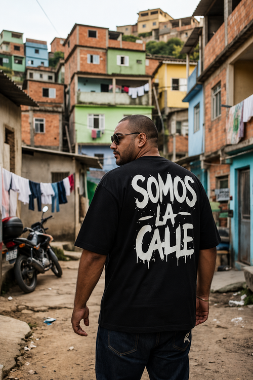 T shirt over size Basic one black  SOMOS LA CALLE